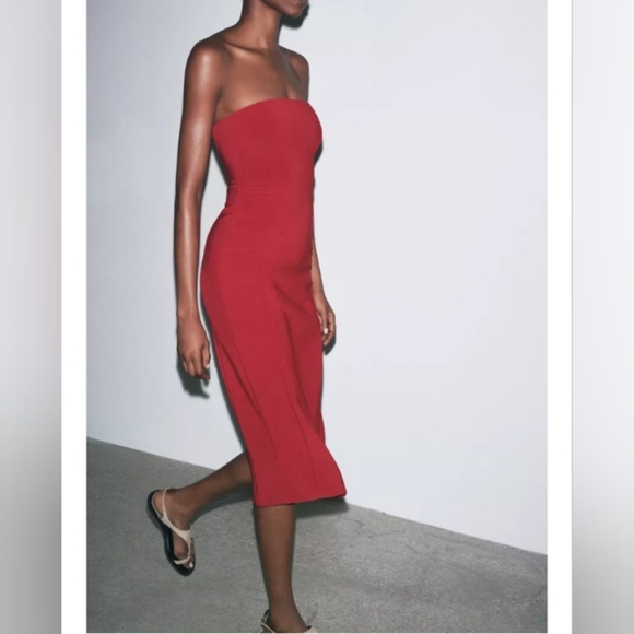 Zara Dresses & Skirts - Zara Strapless Crepe Dress